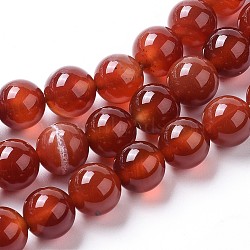 Natural Agate Beads Strands, Dyed, Round, Red, 10mm, Hole: 1.4mm, about 42pcs/strand, 15.55 inch(39.5cm)(G-I261-B01-10mm)