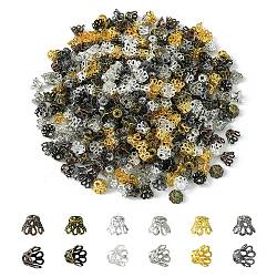 600PCS 6Colors Iron Bead Caps, Mixed Color, 6x4.5mm, 100pcs/color(IFIN-YW0003-05)