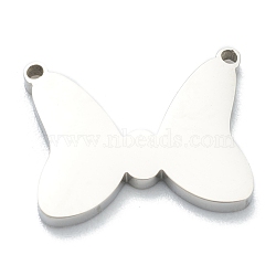 304 Stainless Steel Charms, Butterfly, Stainless Steel Color, 11x14x1.5mm, Hole: 0.9mm(STAS-B016-05P)