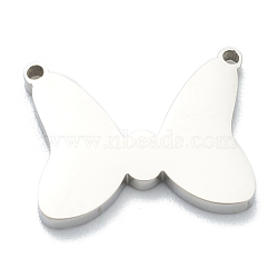 Non-Tarnish 304 Stainless Steel Charms, Butterfly, Stainless Steel Color, 11x14x1.5mm, Hole: 0.9mm(STAS-B016-05P)