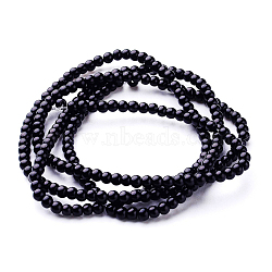 Glass Pearl Beads Strands, Pearlized, Round, Black, 3mm, Hole: 1mm, about 220~230pcs/strand, 32 inch(HY-3D-B80)