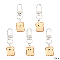 5Pcs Resin Pendant Decorations, with Alloy Swivel Clasps, Platinum, Smiling Face, 60mm(HJEW-YW00226-02)