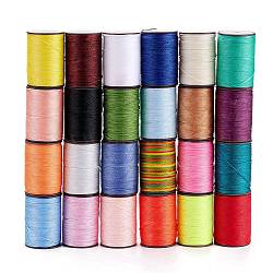 Round Waxed Polyester Thread String, Micro Macrame Cord, Twisted Cord, for Leather Sewing Stitching, Mixed Color, 0.8mm, about 54.68 Yards(50m)/Roll(YC-D004-02E-M)