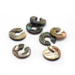 Natural Paua Shell Beads, Letter C, 14~15x2~3mm, Hole: 0.8mm(X-SSHEL-G020-30-15mm)