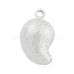 Brass Bell Pendants, Magatama, Silver, 28x16.5x17mm, Hole: 3mm(KK-B086-01P)