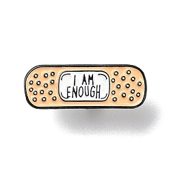 Black Zinc Alloy Band-Aid I an Enough Word Enamel Pins, for Backpack Clothes, Bisque, 20x7x1mm(JEWB-L018-02EB-01)