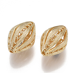 Brass Filigree Beads, Hollow, Nickel Free, Real 18K Gold Plated, 18.5x12.5mm, Hole: 1.2mm(KK-S350-162G)