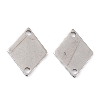 201 Stainless Steel Links Connectors, Rhombus, Stainless Steel Color, 14.5x11.5x0.8mm, Hole: 1.4mm