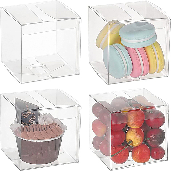Foldable Transparent PET Box, for Wedding Party Baby Shower Packing Box, Square, Clear, Finished Product: 8x8x8cm