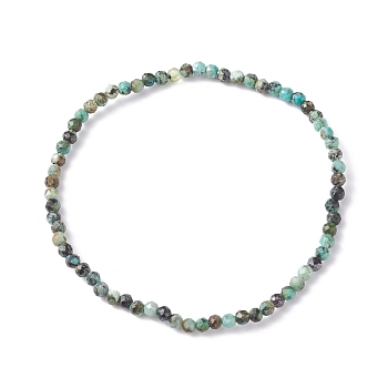 3mm Natural African Turquoise(Jasper) Beads Stretch Bracelet for Girl Women, Inner Diameter: 2-1/4 inch(5.65cm), Beads: 3mm