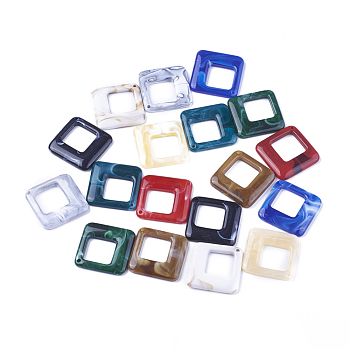 Acrylic Pendants, Imitation Gemstone Style, Rhombus, Mixed Color, 42x41x4.5mm, Hole: 2mm, about 148pcs/500g