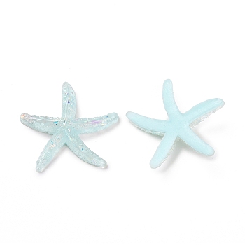 Opaque Resin Cabochons, Starfish/Sea Stars, Light Coral, 38x39x6mm