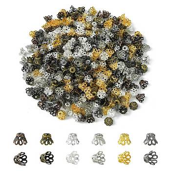 600PCS 6Colors Iron Bead Caps, Mixed Color, 6x4.5mm, 100pcs/color