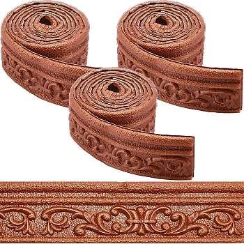 Self-Adhesive XPE Grain Contact Paper, Wall Stickers, for Shelf Liner Dresser Drawer Locker, Coconut Brown, 80x6mm, about 2.1m/pc, 3pcs