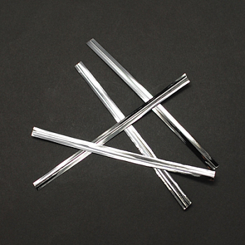 Metallic Wire Twist Ties, Iron Core, for Bread Candy Bags, Silver, 60x4mm, about 750~780pcs/bag