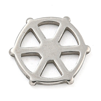 Non-Tarnish 304 Stainless Steel Filigree Joiners, Laser Cut, Anchor & Helm, 9.5x8.5x1mm