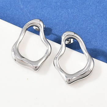 304 Stainless Steel Stud Earrings, Nuggets, Stainless Steel Color, 26x19mm