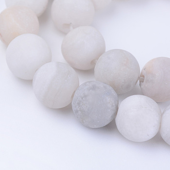 Natural Agate Beads Strands, Frosted, Round, Dyed, 6~6.5mm, Hole: 1mm, about 63pcs/strand, 15.5 inch