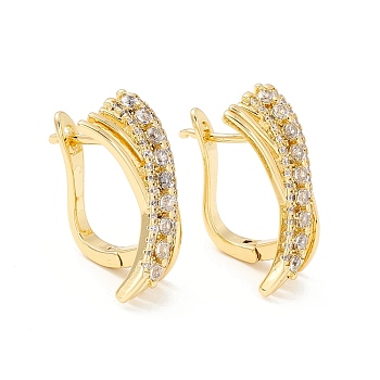 Real 18K Gold Plated Cubic Zirconia Small Hoop Earrings for Girl Women, Clear, 21x8mm, Pin: 1mm