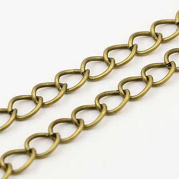 Soldered Iron Curb Chains, with Spool, Antique Bronze, 6x4.5x0.8mm, about 301.83 Feet(92m)/roll