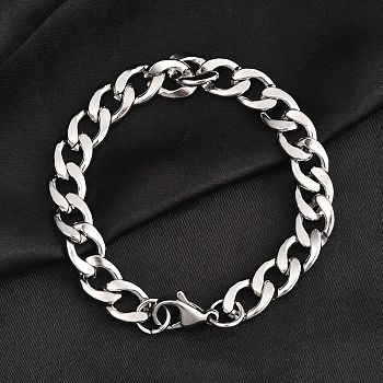 Non-Tarnish 304 Stainless Steel Curb Chain Bracelet for Men Women, Stainless Steel Color, 8-1/8 inch(20.6cm)