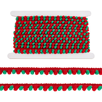 10 Yards Polyester Pom Pom Ball Tassel Ribbons, for Party Decoration, FireBrick, 1/2 inch(12~13mm)