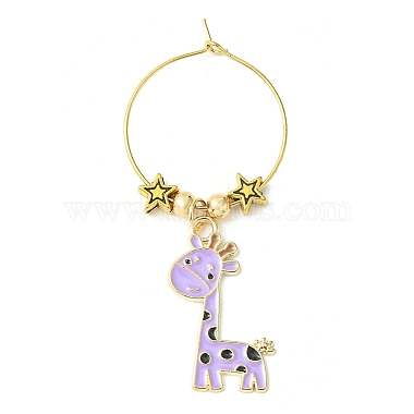 Giraffe Alloy Enamel Pendants Wine Glass Charms Sets(AJEW-JO00186)-3