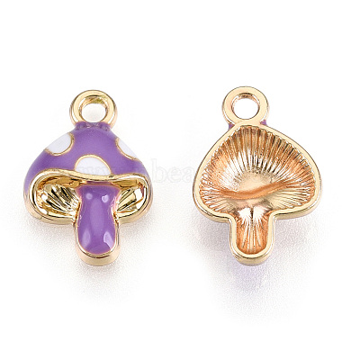 Light Gold MediumPurple Mushroom Alloy+Enamel Pendants