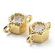 Rack Plating Brass Pave Clear Cubic Zirconia Connector Charms(KK-C035-02G)-2