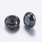 Brass Beads, with Rubber Inside, Slider Beads, Rondelle, Gunmetal, 8x4mm, Hole: 2mm(KK-K197-C-15B)