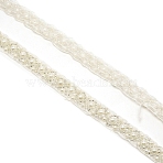 Imitation Polyeste with ABS Plastic Beaded Trimming, Edge Lace Ribbon, for Sewing Wedding Dress Decoration, White, 5/8x1/4 inch(15x6mm), 9.6~10Yard/bag(OCOR-WH0074-02)