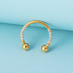 316L Surgical Stainless Steel Micro Pave Clear Cubic Zirconia Circular/Horseshoe Barbell Nose Rings, Golden, 10mm, Pin: 1mm(WG07D83-03)