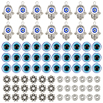 DIY Evil Eye Jewelry Kits, Including Hand Alloy Lampwork Pendants, Round  Resin Beads, Brass Rhinestone Spacer Beads, Tibetan Style Alloy Daisy Spacer Beads, Antique Silver, 330pcs/box(DIY-NB0004-73AS)