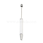 Plastic Ball-Point Pen, Beadable Pen, for DIY Personalized Pen with Jewelry Beads, White, 152x11mm(AJEW-C038-01F)
