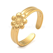 304 Stainless Steel Finger Ring, Cuff Ring, Real 18K Gold Plated, Inner Diameter: 17.6mm(RJEW-L125-01G-03)