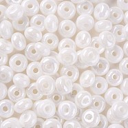 Opaque Colours Luster Glass Round Beads, Round Hole, White, 3~5x9~10mm, Hole: 2.5mm, about 73pcs/50g(X-SEED-S045-002A-B01)