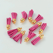 Suede Tassels, with CCB Plastic Findings, Nice for DIY Earring or Cell Phone Straps Making, Golden, Hot Pink, 38x10mm, Hole: 2mm(DJEW-M004-13)