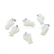 Opalite Pendants, with Platinum Tone Brass Findings, Angel, 22~24x14~15x7mm, Hole: 7x3mm(G-T032-09)