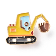 Tractor Enamel Pin, Light Gold Alloy Cartoon Badge for Backpack Clothes, Colorful, 18~26.5x28.5~32x2mm,pin:1mm(ENAM-K021-03A)