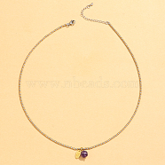 Stainless Steel Natural Stone Pendant Necklace 18K Gold Plated Women's Clavicle Chain, 16.54 inch(42cm)(HW0705-1)