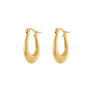 Titanium Steel Hoop Earrings, Golden, 26.5x18.5mm(MC7089-3)