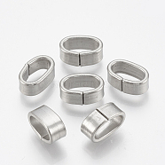 304 Stainless Steel Slide Charm, Oval, Stainless Steel Color, 11x4.5x7mm, Hole: 4x8mm(STAS-T031-03)