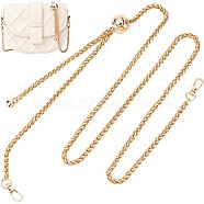 Iron Wheat Chain Bags Handle, with Cord Lock & Swivel Clasps, Adjustable Chain for Purse Making, Light Gold, 120x0.5cm(FIND-WH0145-55LG)