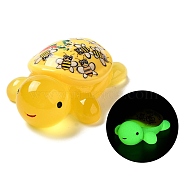 Luminous Cute Transparent Printed Resin Decoden Cabochons, Glow in the Dark Tortoise, Gold, 49x33x16mm(RESI-B026-01B-02)