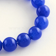Dyed Natural Jade Round Bead Strands, Blue, 4mm, Hole: 1mm, about 92pcs/strand, 15.7 inch(G-Q937-4mm-05)