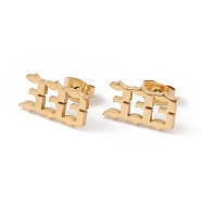 Angel Number Earrings, 304 Stainless Steel Stud Earrings for Women, Num.3, 7.5x13.5mm, Pin: 0.7mm(EJEW-F286-01G-G)