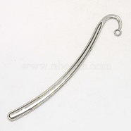 Antique Silver Tibetan Style Bookmark Findings, Lead Free and Cadmium Free, 125x7x2mm, Hole: 3mm(X-TIBEP-PP007-AS-LF)