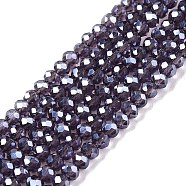 Electroplate Glass Beads Strands, Pearl Luster Plated, Faceted, Rondelle, Slate Blue, 2.9~3.3x2mm, Hole: 0.8mm, about 148~150pcs/strand, 39.5~40cm(EGLA-A044-T2mm-A15)