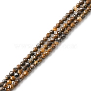 Natural Tiger Eye Beads Strands, Faceted Round, 2mm, Hole: 0.1mm, about 168~173pcs/strand, 15.35''~15.43''(39~39.2cm)(G-M399-03A)