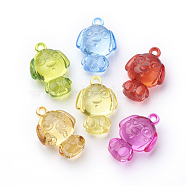 Transparent Acrylic Puppy Pendants, Dog Charms, Mixed Color, 38x27x17.5mm, Hole: 3mm, about 70pcs/500g(TACR-T002-10)